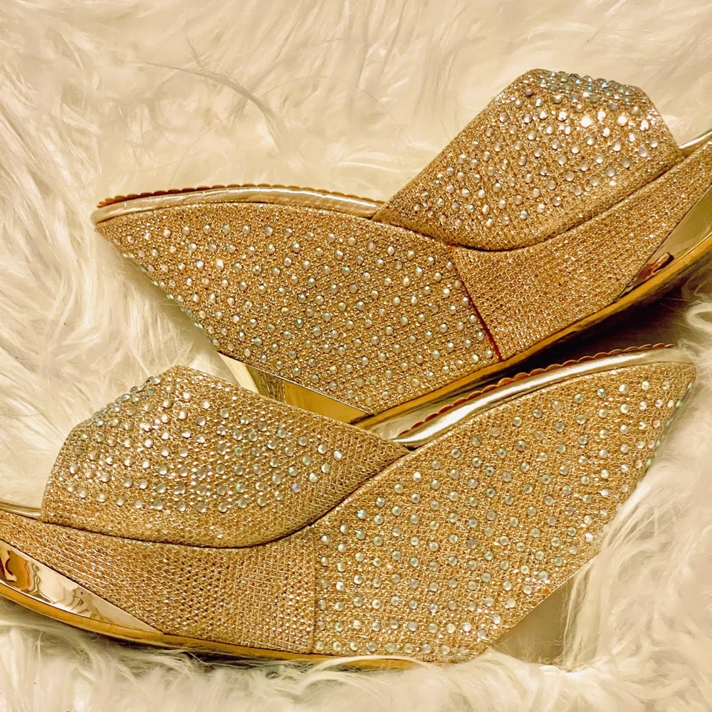 Helen’s Heart gold wedge sandals